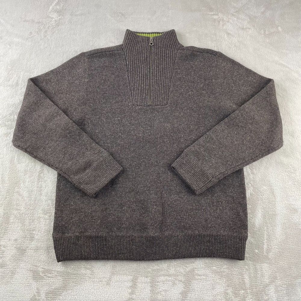 Vintage Gap 1/4 Zip Sweater Men‎ Large Brown LambsWool Blend Mock Preppy NWOT